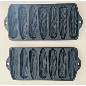 Vintage Lodge Cast Iron 7 Stick 27-C Cornbread Pan, Lot of 2, Cleaned & Seasoned